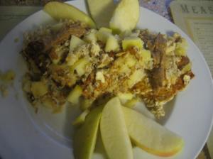 Plate the Protein Pancake with Sauteed Apple