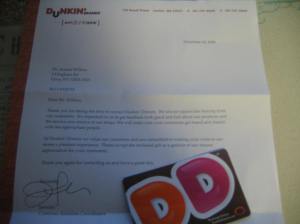 A gift from Dunkin Donuts