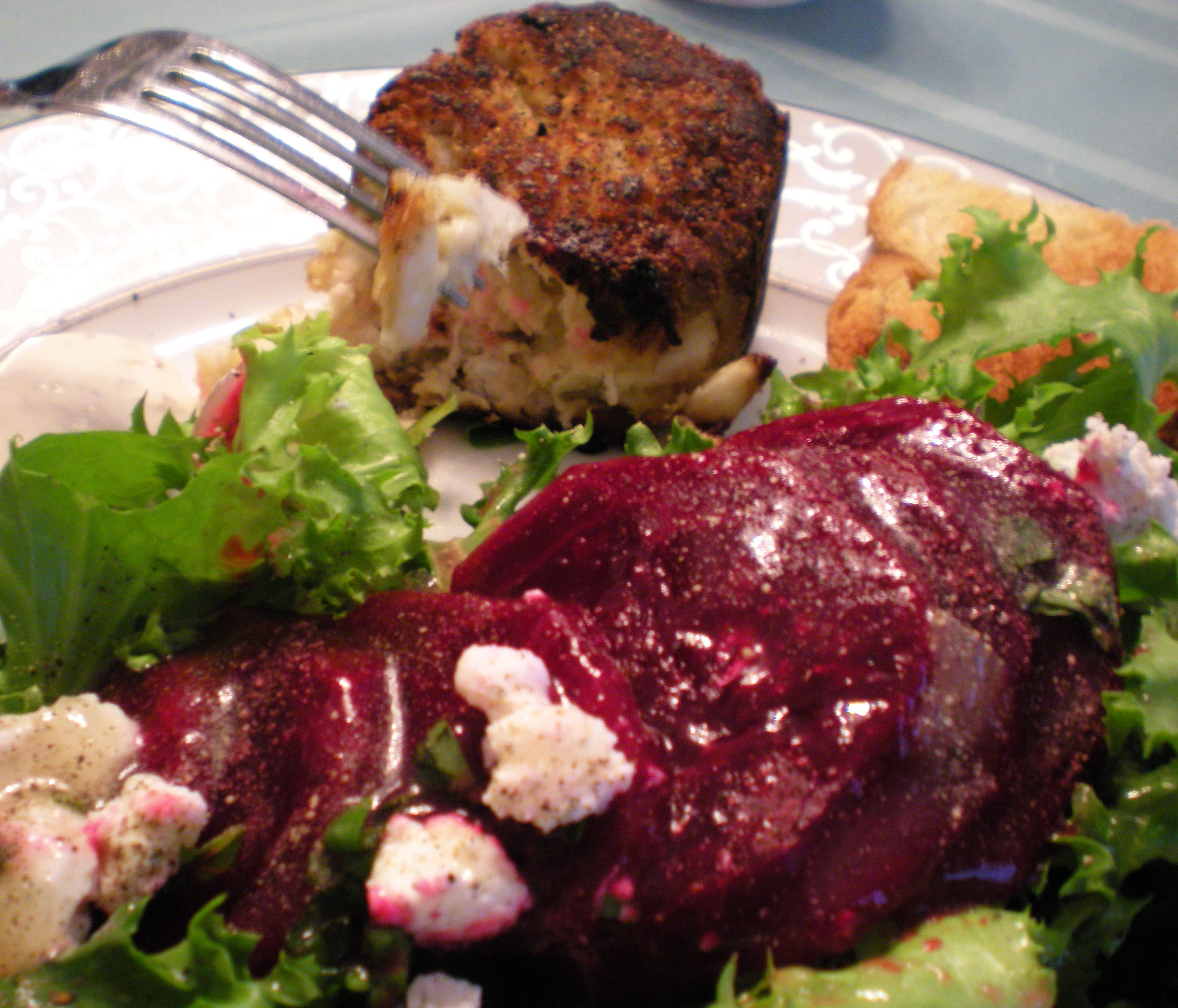 Fresh Beet Salad...this one is Mum's with the crab cake